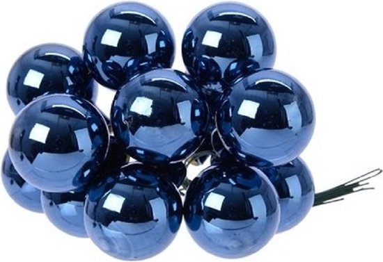 Foto: 50x mini glazen kerstballen kerststekers instekertjes donkerblauw 2 cm donkerblauwe kerststukjes kerstversieringen glas