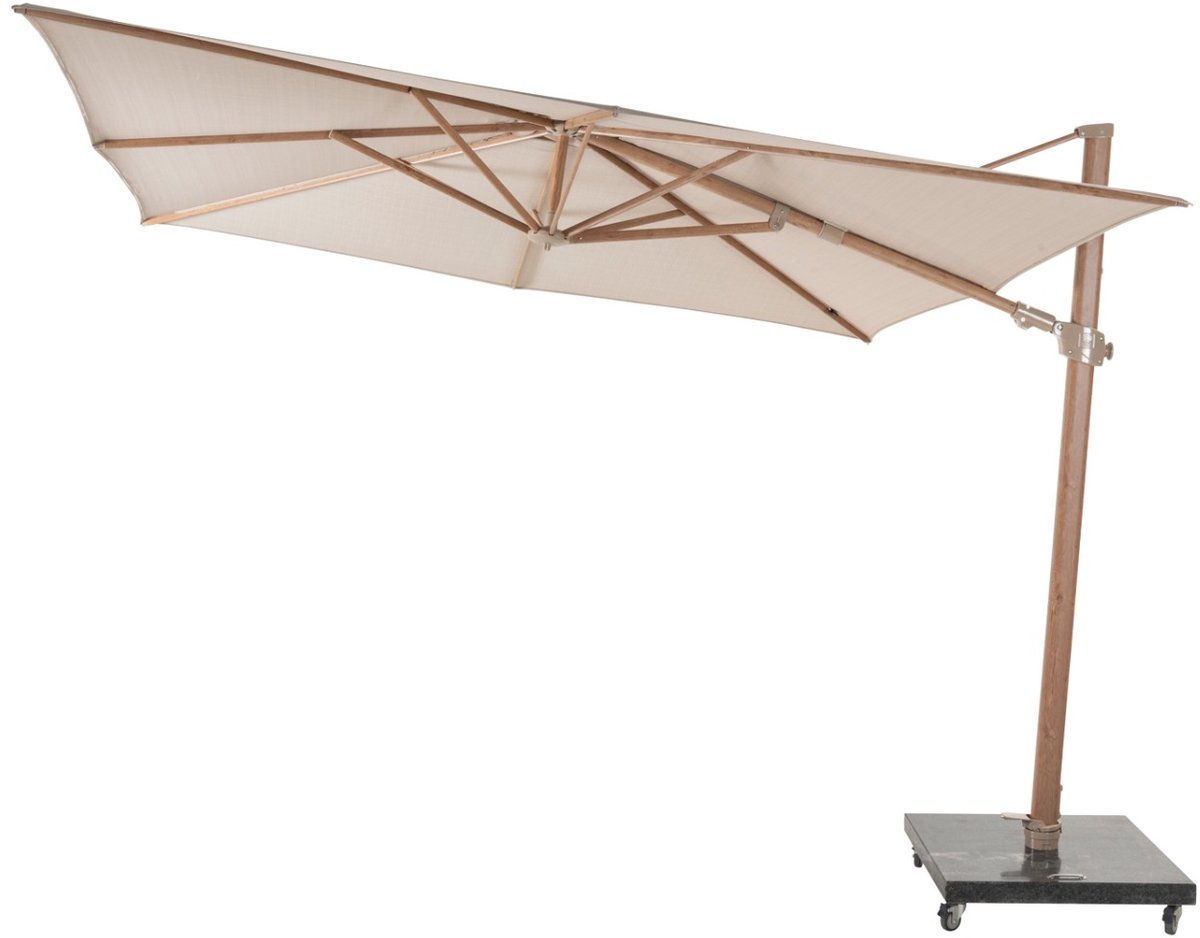 4 Seasons Outdoor Siesta Premium 300x300 Parasol in Sand with Wood-look Frame by 4-Seasons Outdoor.