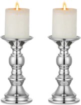 Set van 2 zilveren zuilkaarsenhouders, bruiloftsmiddenstukken, metalen kaarsenhouder voor 50 mm kaarsen, standdecoratie voor bruiloften, speciale evenementen, feesten, woonkamer, Kerstmis, kandelaars