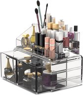 Make-uporganizer, opbergdoos voor cosmetica, met 2 laden, in 2 lagen