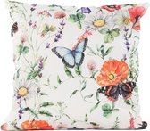 Anna's Collection Sierkussen voor binnen en buiten - vlinders - wit - 45 x 45 cm - tuinkussen
