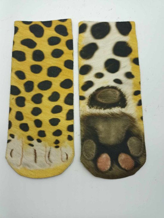 Dieren poten sokken - Sokken met dierenpoten motief - One size - luipaard