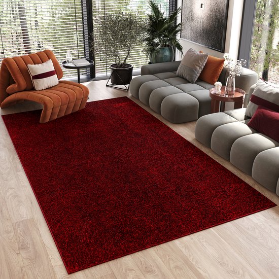 Tapiso Noyan Vloerkleed Rood Antislip Waasbaar Laagpolig Tapijt Maat- 300x400