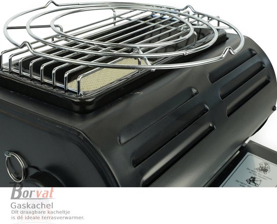 Borvat® - Gaskachel - Heater - Kachel - Inclusief 16 Gasflessen - Terrasverwarmer - Camping gaskachel - Gas Heater - Verstelbaar - Draagbaar -Zwart - Borvat®
