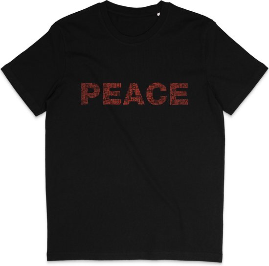 Heren en Dames T shirt - Peace, Vrede - Zwart - XS