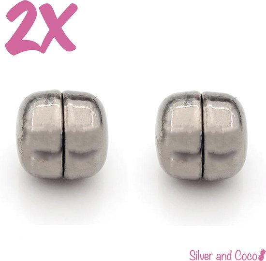 SilverAndCoco® - Hijab Magneten | Magneet voor Hoofddoek - Donker Zilver (2 stuks) + opberg tasje