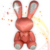 Konijn (Lichtroze) met Diamant Steentjes Pluche Knuffel 38 cm {Rabbit Bunny Diamond Plush Toy | Speelgoed Knuffeldier voor kinderen volwassen | Interieur Tip | Dier Haas Konijntje Zittend}