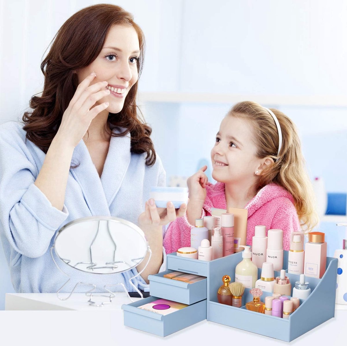 Make-up organizer met laden opbergdoos voor cosmetica make-up voor het opbergen in de badkamer slaapkamer van lippenstift sieraden kunststof voor kantoor