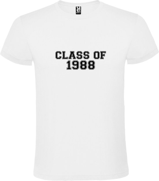 Wit T-Shirt met “Class of 1988 “ Afbeelding Zwart Size XL