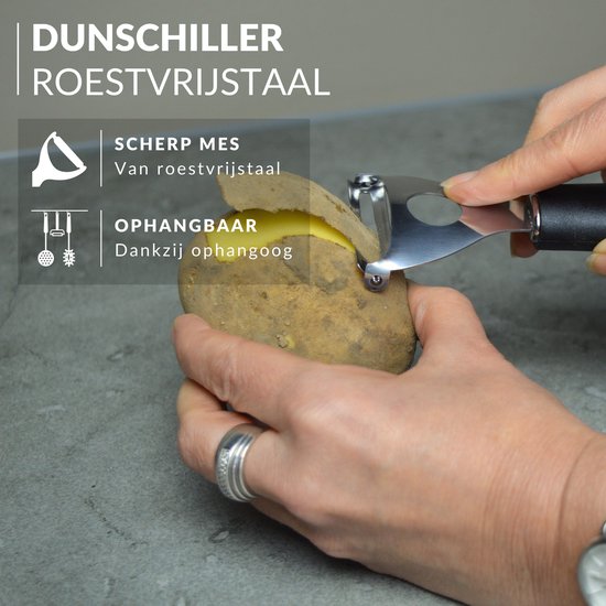 Keufens Dunschiller - Voor Appel en Aardappel - Ophangbaar - RVS - Dunschillers - Aardappelschiller - Aspergeschiller - Keufens