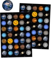 Planeten Stickers - 2 Stickervellen Ruimte & Planeten - Beloningsstickers Jongen - Stickervellen Kind - Knutselen Jongens - Beloningsstickers Kind