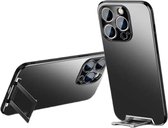 DrPhone UMC - Hard Case - Anti Vingerafdruk - Onzichtbare Standhouder - Matte Backcover - Camera Bescherming - Geschikt voor IPhone 13 Pro - Zwart