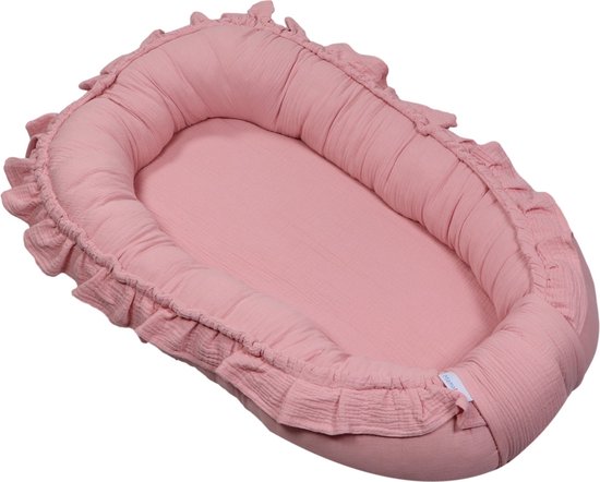 MamaLoes Babynest - 85 x 50 cm - Lavable - Volant en Cotton - Rose clair