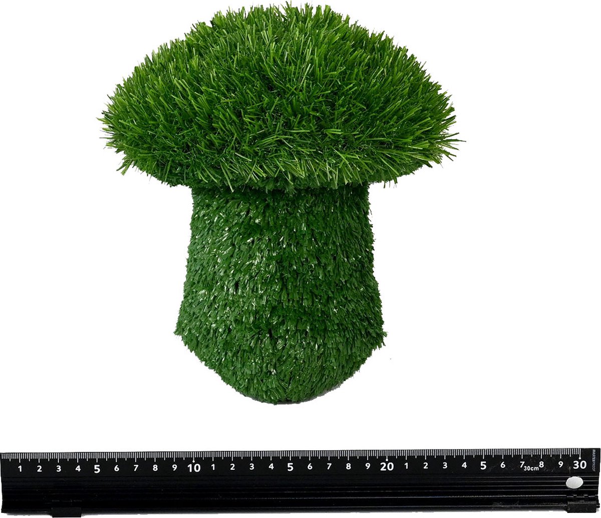 Paddestoel 20 cm-grasfiguur-tuinknuffel-grasdieren-kunstgras-grasfiguur tuindecoratie-