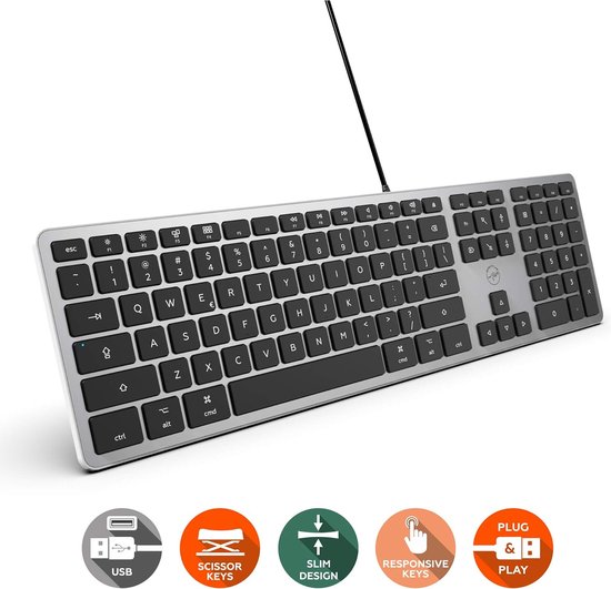 Foto: Bedraad toetsenbord mobility lab ml303574 ultra slim design perfect design voor thuis of op kantoor mac en windows