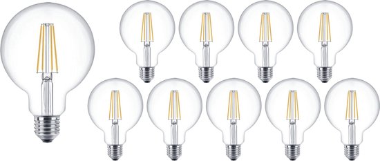 Tsong - Voordeelpak 10 stuks - E27 LED lamp - XL GLOBE - dimbaar - 4W vervangt 40W - 2700K warm wit licht - dimbaar