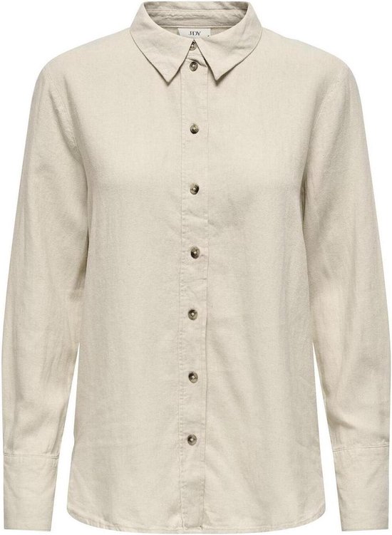 Jacqueline de Yong Blouse Jdysay L/s Linen Loose Shirt Wvn No 15318364 Oatmeal/melange Dames Maat - M