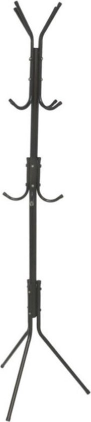 Gerimport - portemanteau - noir - métal - sur pied - 12 patères sur 3 hauteurs - 170 cm