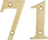 AMIG Huisnummer 71 - massief messing - 5cm - incl. bijpassende schroeven - gepolijst - goudkleur