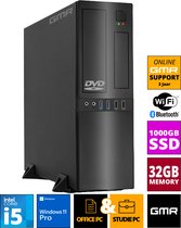 Intel Compleet Desktop PC | Intel Core i5 | 32 GB RAM | 1 TB SSD | DVD+RW | Windows 11 Pro | Business Office Multimedia Computer