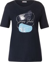 Street One foil part print - Dames T-shirt - deep blue - Maat 46