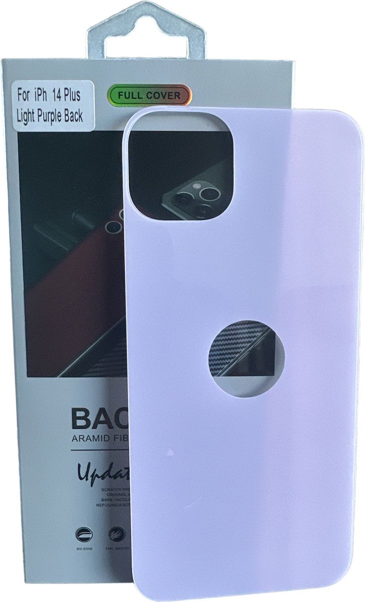 Armid Fiber Achter glas beschermer Geschikt voor: Apple iPhone 14 Plus (Lightpurple) Achterkant Temper Glass Protector - Back Screen Protector