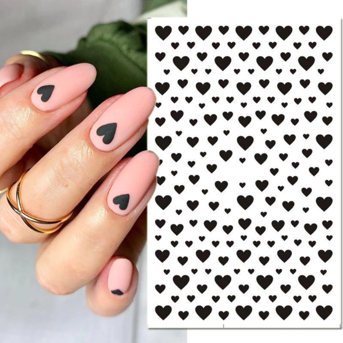 Goedkoopste Hypify® | Nagelstickers | Nagel Stickers Hartjes | Kleur Zwart | Nail Art 3D Stickers | Nagelstickers Kinderen | Nagel Decoratie