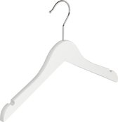 De Kledinghanger Gigant - 30 x Blousehanger / shirthanger / kinderhanger lotushout wit gelakt met rokinkepingen, 32 cm