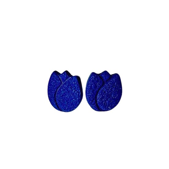 2 Love it Tulip B - Clips d'oreilles - 1,3 x 1,3 cm - Acier inoxydable - Argile polymère - Léger - Blauw