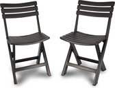 Set van 2 Zwarte Opvouwbare Klapstoelen - Lichtgewicht en Waterbestendig - Geschikt voor Binnen en Buiten - 41x34x78 cm - Plastic