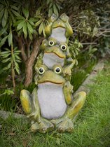Trio kikkers gestapeld groen 43 cm hoog - magnesium - frogs - hoogkwalitatieve kunststof - decoratiefiguur - interieur - accessoire - voor binnen en buiten - cadeau - geschenk - tuinfiguur - tuinbeeldje - tuindecoratie