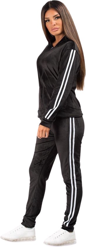 Premium Dames Trainingspak / Tracksuit / Joggingspak | Sport Kleding | Zwart-Wit - S