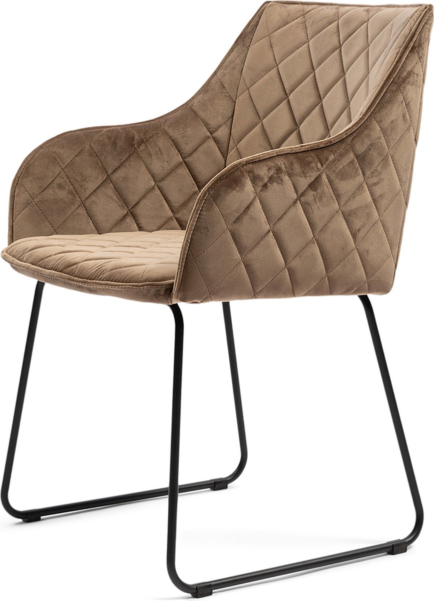 Riviera Maison Eetkamerstoel Met Armleuning - Isco Drive Dining Armchair - Velvet - Goud