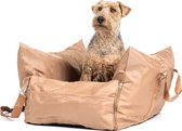 FURRIY - Autostoel hond - Bruin - Maat L - 65 x 65 x 35 cm - Wasbaar - Waterbestendig - Incl. autogordel