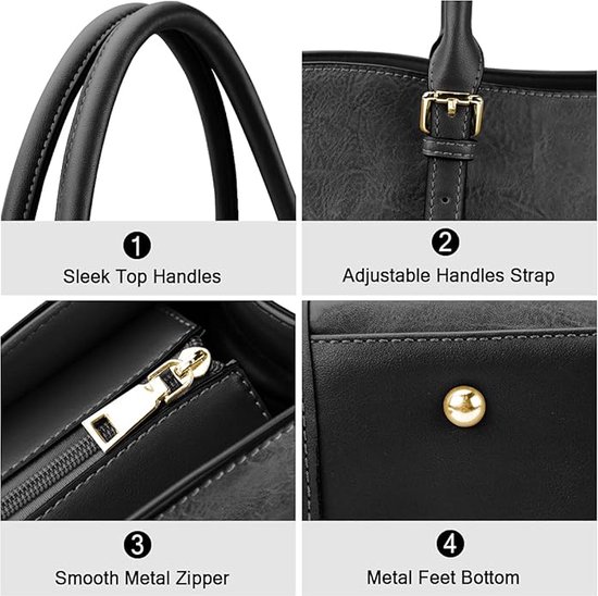 NEWHEY Laptoptas Voor Vrouwen 15,6 inch Grote Werktas met Clutch