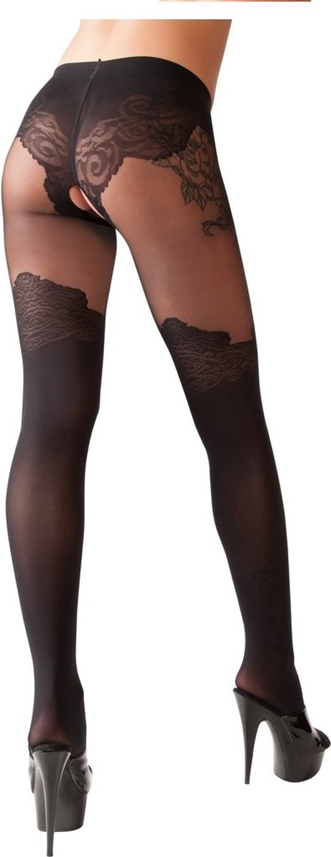 Cottelli Collection Hoisery Erotische Panty met Over Knee Look Maat 2XL