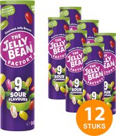 The Jelly Bean Factory 12 Sour Tubes jelly beans zure snoep - Verjaardag traktatie uitdeel cadeautjes voor kinderen - 9 verschillende smaken - Koker à 90 g snoepgoed - Cadeau - Snoepjes