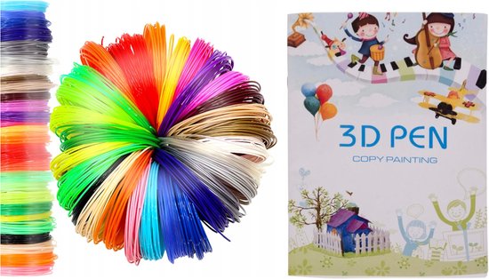 Foto: 450m filament voorbeelden in een boek pla filament voor navulling van een 3d pen tekenpen 3d knutselpakket met vullingen starterspakket