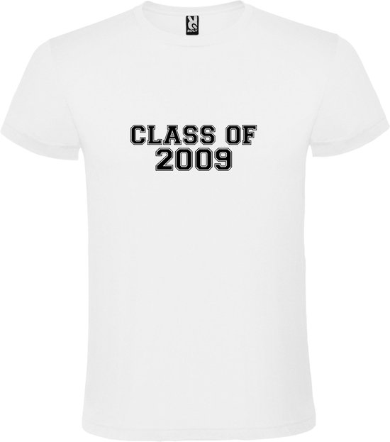 Wit T-Shirt met “Class of 2009 “ Afbeelding Zwart Size 5XL