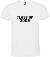 Wit T-Shirt met “Class of 2009 “ Afbeelding Zwart Size L