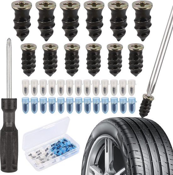 Foto: 30pcs band reparatie kit rubber nails met schroevendraaier self service car puncture repair kit universele band reparatie snelle reparatie tool voor motorfiets auto 15 s 15 l 