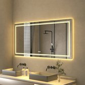 AllinShop® - Miroir de salle de bain - Grand miroir - Miroir Hollywood - Miroir avec Siècle des Lumières - Sans buée - Miroir avec lumière - Rectangle - Avec LED - Anti-buée - Anti-buée - Miroir à intensité variable - 106x60CM
