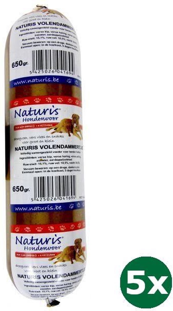5x650 gr Naturis houdbaar vismix hondenvoer