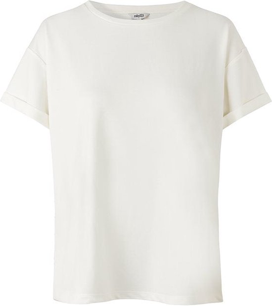Wit basic T-shirt met omgeslagen mouw Amana -mbyM