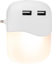Smartwares ISL-60026 Nachtlamp - Wit - 2 USB poorten - Telefoon opladen