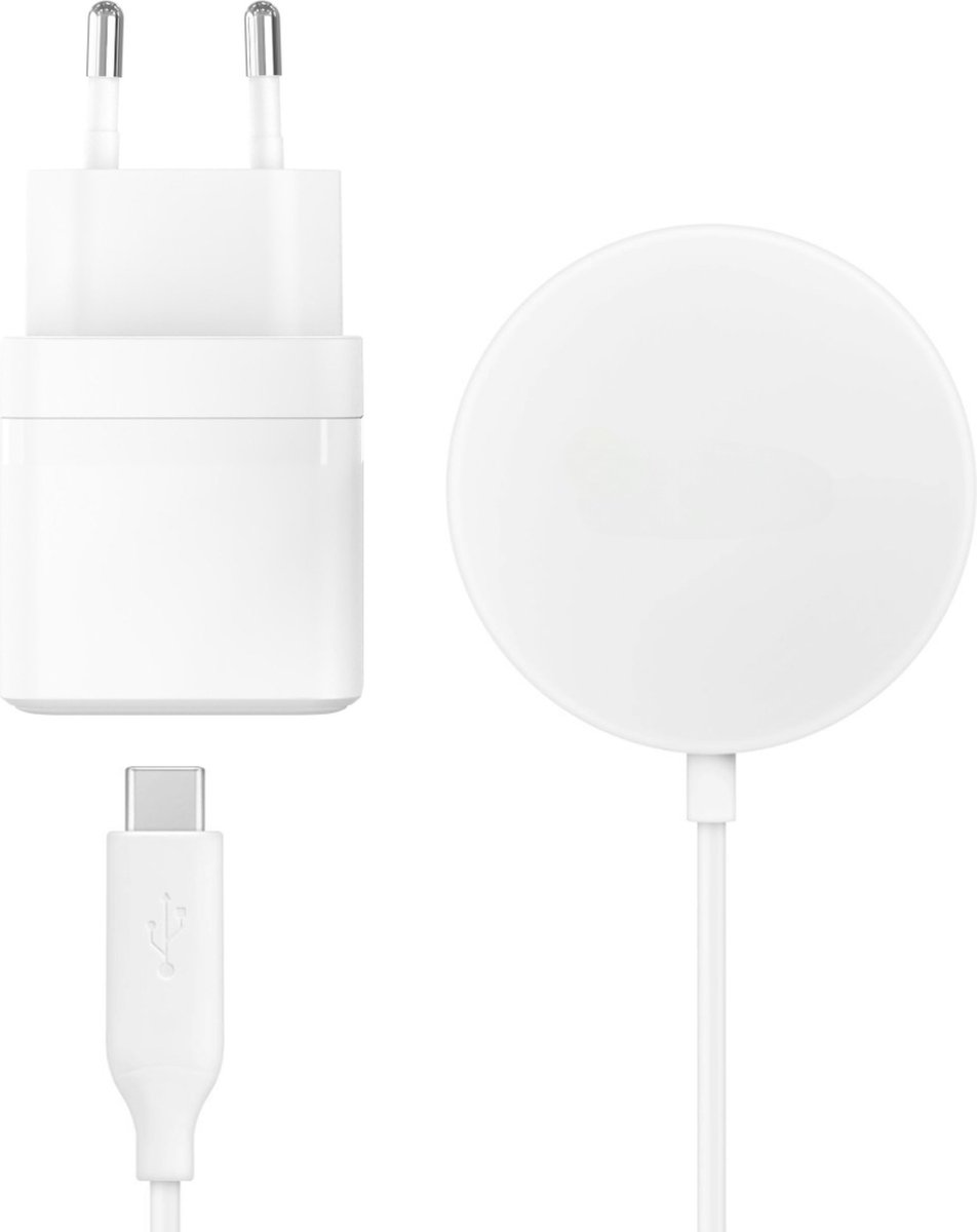Draadloze oplader geschikt voor iPhone 17 t/m 12 Pro/Max/Plus/Air - Magnetisch - 15w Qi - Wireless Charger - Power Delivery - 1 Meter - Set
