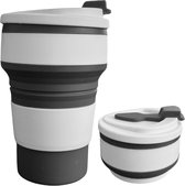 Koffiebeker to go - Inklapbare beker - Duurzame beker - 100% BPA vrij - Opvouwbaar - Reisbeker - Meeneem beker - Travel cup - 350 ml - Donkergrijs
