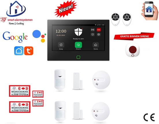 Draadloos/bedraad alarmsysteem met 7-inch touchscreen werkt met wifi en met spraakgestuurde apps. ST01B-19 wifi