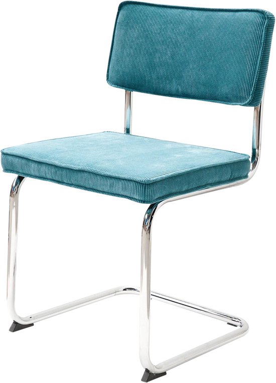 Chaise de salle à manger côtelée Lisomme Anne - Turquoise