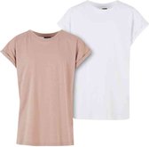 Urban Classics - Extended Shoulder 2-Pack Kinder T-shirt - Kids 146/152 - Wit/Roze